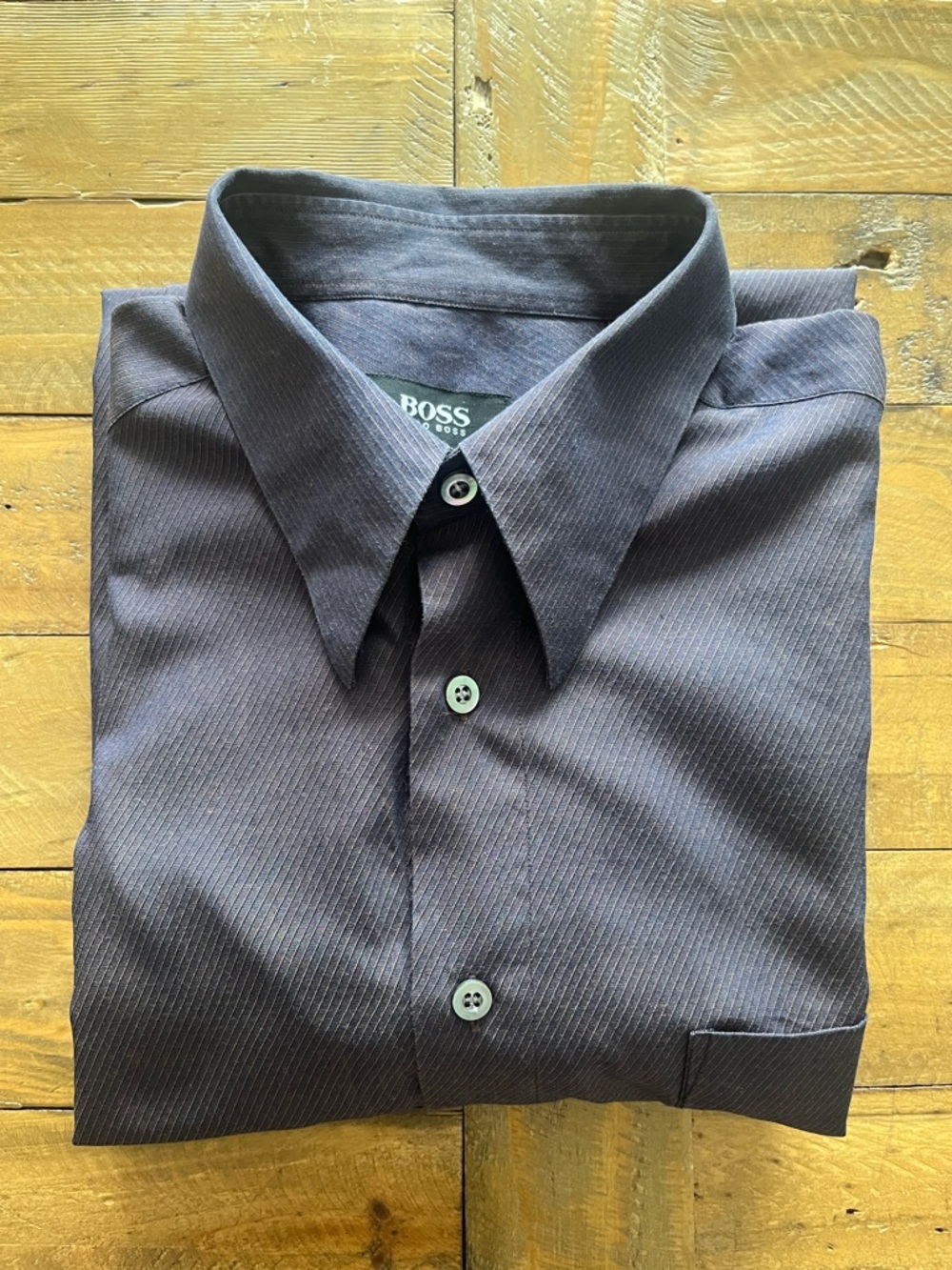 Hugo Boss Men’s Blue Purple Dress Shirt Regular Fit Button Up- Neck 16.5